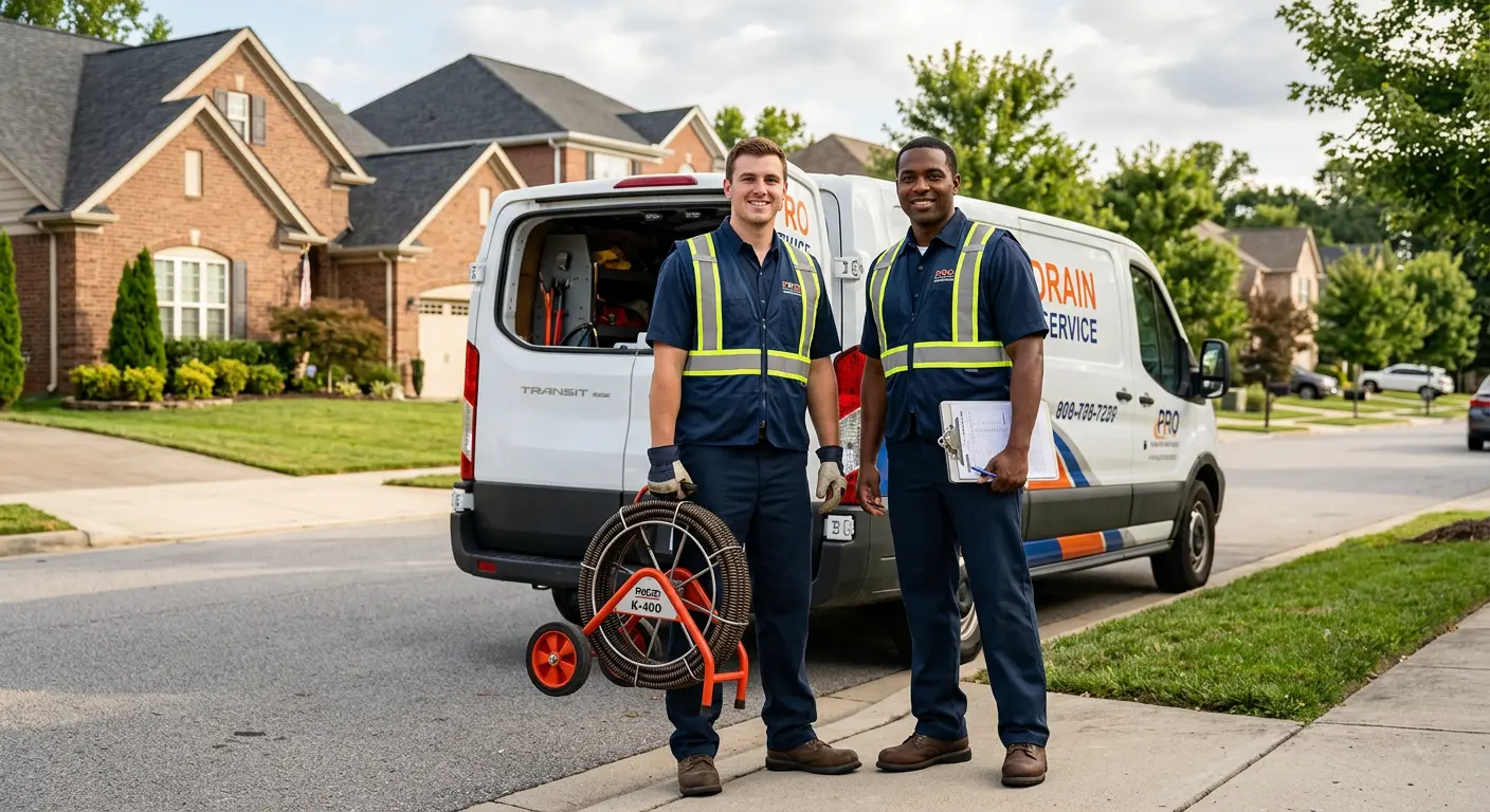 Sewer and drain service team with equipment ready for work in Tupelo